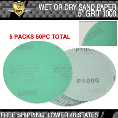 x50 PCS Wet Dry Green Sanding Paper Collision Repair Sand Disc 1000 Grit 5 Inch - Image 1 of 4