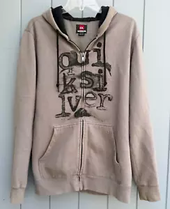 Vintage Quicksilver Hoodie Full Zip 90s Y2K Surf Skate Logo Herren M hellbraun - Bild 1 von 6