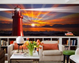 3D Sonne Leuchtturm Q8096 Tapete Wandgemälde Fototapete Selbstklebend Kay - Bild 1 von 11