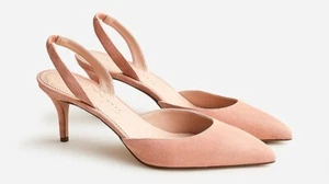 J. Crew Colette made in Italy Women's Slingback Kitten Heel size 8 Nude Suede - Picture 1 of 11