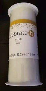 Celebrate it Tulle 6" w × 20 yds WHITE NEW Sealed Spool 100% Polyester - Picture 1 of 5