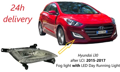 Hyundai i30 mk2 15-17 post LCI Front Bumper Fog Light with LED DRL Right side - Image 1 of 4