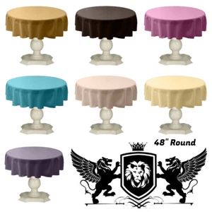 48" Round Tablecloth Solid Dull Bridal Satin Overlay for Small Coffee Table. - Picture 1 of 334