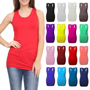 Ladies Racer Back Muscle Vest top Womens Bodycon Muscle Vest Top Gym Top 8-26 - Picture 1 of 24