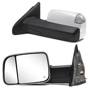 Pair Towing Mirrors Power Heated Turn Signal Fits 2002-2008 Ram 1500 Chrome Cap - Picture 1 of 12
