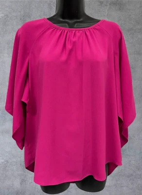 Camisa Grace Elements Mujer Grande Top Fushia Rosa Cuello Redondo Foto 1 de 4