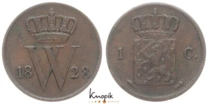 Reino de los Países Bajos, Guillermo I, 1 centavo 1828, Utrecht, Schulman 331, 4,05 g. - Imagen 1 de 1