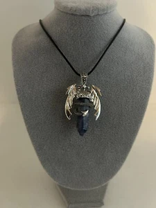 DRAGON NECKLACE NATURAL QUARTZ CRYSTAL PENDANT Healing Reiki 22” SS Chain - Picture 1 of 5