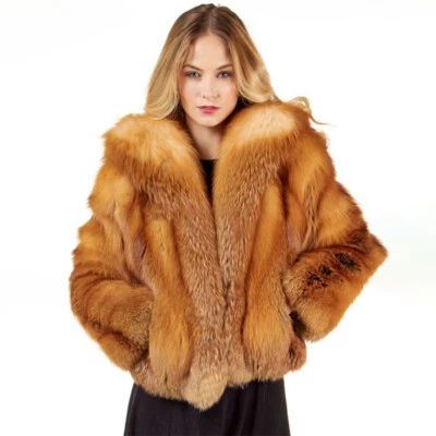 Pelzmantel Frauen Echter Rotfuchs Pelzmantel Jacken Winter Naturpelz Mode Mantel - Bild 1 von 4