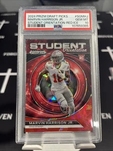 2024 Prizm Draft Picks Marvin Harrison Jr Red Cracked Ice PSA 10 POP 4 RC - Picture 1 of 2