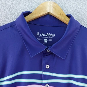 Camisa polo de golf Chubbies XXL azul real a rayas rendimiento elástico rugby para hombre - Imagen 1 de 6
