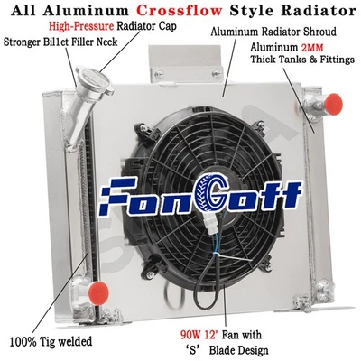 4Row Radiator+Shroud Fan fit 83-94 85 Ford Ranger Compact Truck GM V8 Conversion - Image 1 of 4