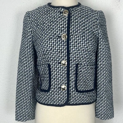 Chaqueta Blazer Kate Spade Náutica Tweed Azul Y Blanco Algodón Mujer’s Talla 2 Foto 1 de 4
