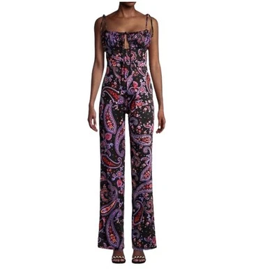 WeWoreWhat Danielle Bernstein Negro Paisley Pull On Mono Disco Pantalones 4 Foto 1 de 4