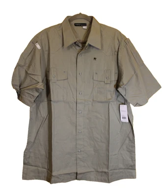 Nuevo Con Etiqueta Rocawear Botón Abajo Manga Corta Gris Vestido Camisa Hombre XL $64 Foto 1 de 4