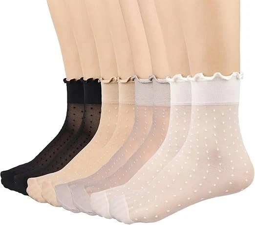12 pares de calcetines para mujer con volantes transparentes medias blancas verano ultrafinos frescos sil... Foto 1 de 4