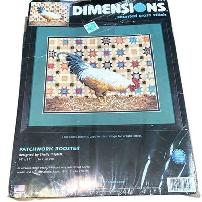 Dimensiones 35095 Kit Patchwork Gallo Punto de Cruz 14 “x 11” Nuevo Kit Granja Foto 1 de 4