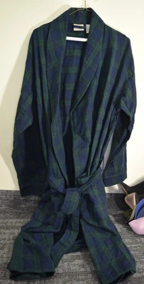 Classic L.L. Albornoz de franela de algodón con cinturón a cuadros Bean Blackwatch para hombre M Foto 1 de 4