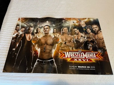 ¡Póster WWE WWF WrestleMania XXVI firmado por Bret Hart! Foto 1 de 4