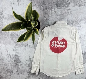 Evisu Gensis Japanese Flag Velour White Corduroy Medium Button Longsleeve Shirt - Picture 1 of 23
