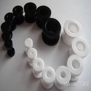 2MM-16MM PAAR TUNNEL PLUG OHRSTECKER OHRRING PIERCING OHR ACRYL SCHWARZ WEIß EAR - Bild 1 von 1