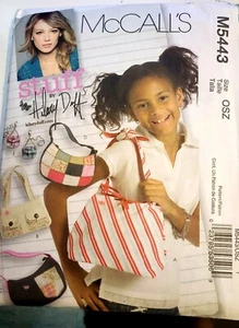 McCalls Muster 5443 Einheitsgröße Taschen und Handtasche Hilary Duff ungeschnitten M5443 - Bild 1 von 3