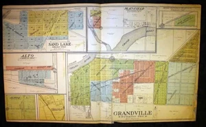 Grandville Sparta Cedar Springs Alto Alpine 1907 Plat Map Kent County Michigan - Picture 1 of 10
