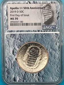 2019-D Apollo 11 50th Anniv. 50C NGC MS70 First Day of Issue - TOP POP - Picture 1 of 4