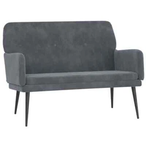 Velvet Bench Chair Living Room Lounge Loveseat Sofa Accent Armchair Dark Grey - Picture 1 of 7