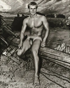 1950s BRUCE BELLAS Of L.A. Vintage Outdoor Male Nude Man Seated Photo Art 12X16 - Picture 1 of 1