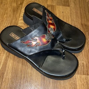 Vintage Harley Davidson flip-flops women’s size 8.5 black - Picture 1 of 19