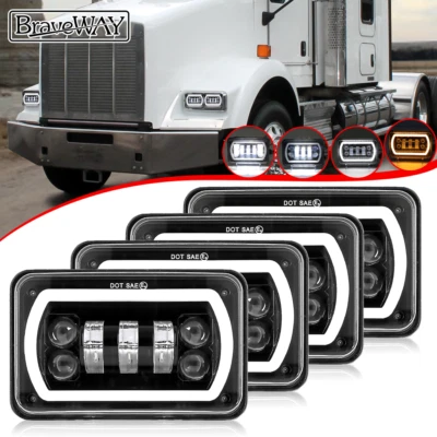 4PCS 4x6" For Kenworth Peterbilt 357 379 378 LED Headlights Hi/Lo Seal Beam DRL - Image 1 of 4