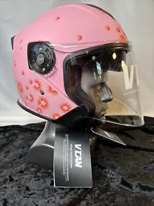 VCAN Pink Sakura MED Motorcycle Scooter Helmet DOT Anti-Fog Shield UV Open Face - Bild 1 von 12