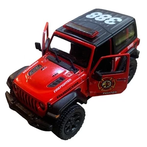 2018 Jeep Wrangler Rubicon 4x4 1:34 Scale Diecast Model Hard Top Firefighter Red - Picture 1 of 11