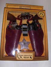 Toy Cowboy Gun Pistol Wild West Play Set Badge Belt and Holster