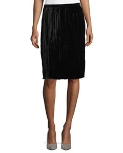 Anthropologie Sanctuary Womens Black Straight Accordion Velvet Skirt Large $79 - Picture 1 of 6