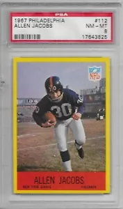 Philadelphia Football RC Allen Jacobs 1967 #112 PSA 8 casi nuevo-como nuevo New York Giants - Imagen 1 de 2