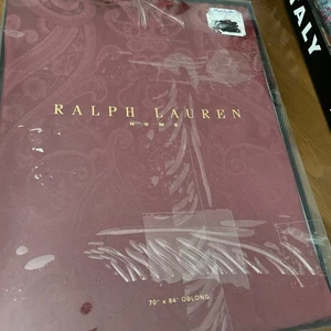 Ralph Lauren 70 x 80 längliche burgunderfarbene Tischdecke Weihnachtszeit - Bild 1 von 3