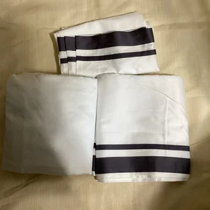 Dea Italy King Sheet SET 100% EGYPTIAN Cotton White/Grey - Picture 1 of 6