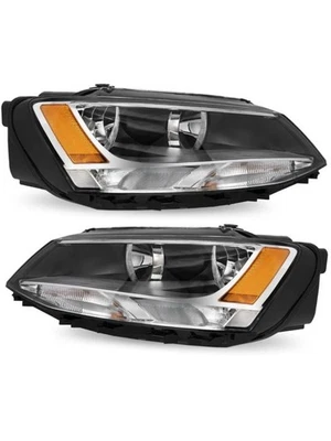 Halogen Headlight For 2011-2016 Volkswagen Jetta Sedan w/LED DRL Left+Right Pair Foto 1 de 4
