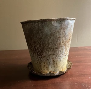 Rusted Metal Planters With Tray, Flower Pots, Decorative Pots, 5” Tall, 5” Wide - Picture 1 of 6
