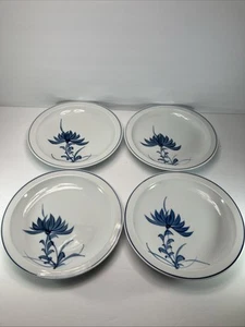 Arita Ware Sometsuke Hand Painted Blue Floral Porcelain 7 1/4” Plates Set Of 4 - Picture 1 of 9