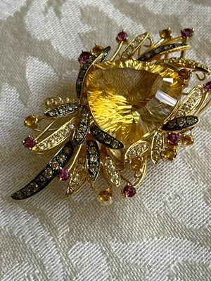 Colgante LeVian oro amarillo macizo 14K diamante citrino topacio blanco y granates Foto 1 de 4