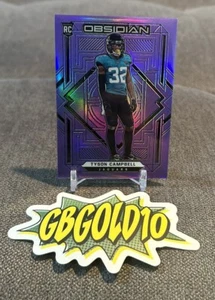 TYSON CAMPBELL 2021 Obsidian Football #175 Electric Etch Purple Flood /16 RC - Picture 1 of 3