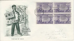 1952 FDC  SC# 1015 New Paper Boys Busy Boys Free Enterprise K008 - Picture 1 of 1