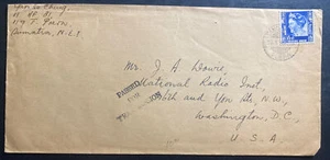 1940 Poera Netherlands Indies Cover to Radio Station Washington DC USA - Picture 1 of 2