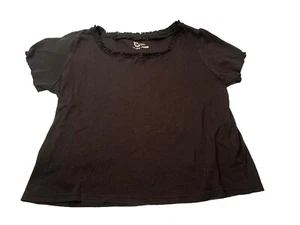 Camiseta Top Classic Elements Mujer 20-22 Plus Algodón Negro Bordes con Volantes - Imagen 1 de 7
