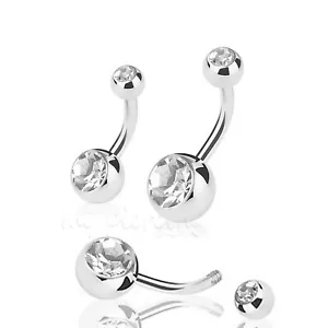 Bauchnabelring Bauchnabelring 14 g 6 mm-16 mm Doppel Edelstein 316 l Chirurgenstahl - Bild 1 von 5