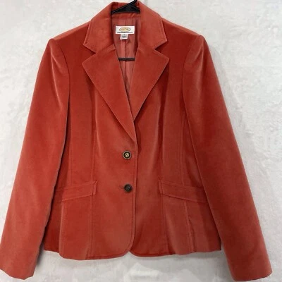 VTG Talbots Velvet Women 6 8 Petite Jacket Silk Cotton Burnt Orange Blazer MINT - Image 1 of 4