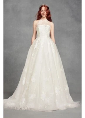 Vestido de noiva branco por Vera Wang Illusion floral tamanho 0 - Imagem 1 de 4